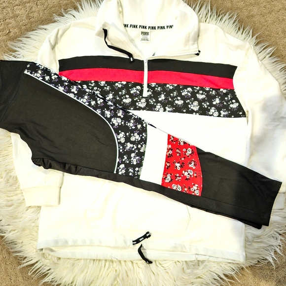 VS PINK SWEATSHIRT floral  OUTFIT.  sweatshirt oversized large, leggings XL - Picture 14 of 14